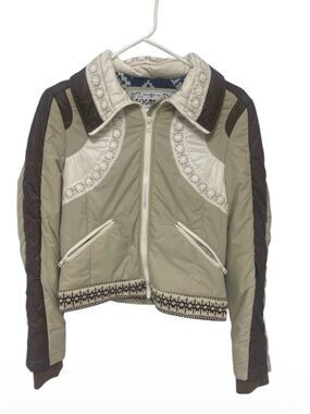 Sugarfly Beige and Dark Brown Quilted Bomber Jacket